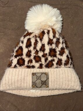 Keep It Gypsy Leopard Knit Pom Beanie - Beige